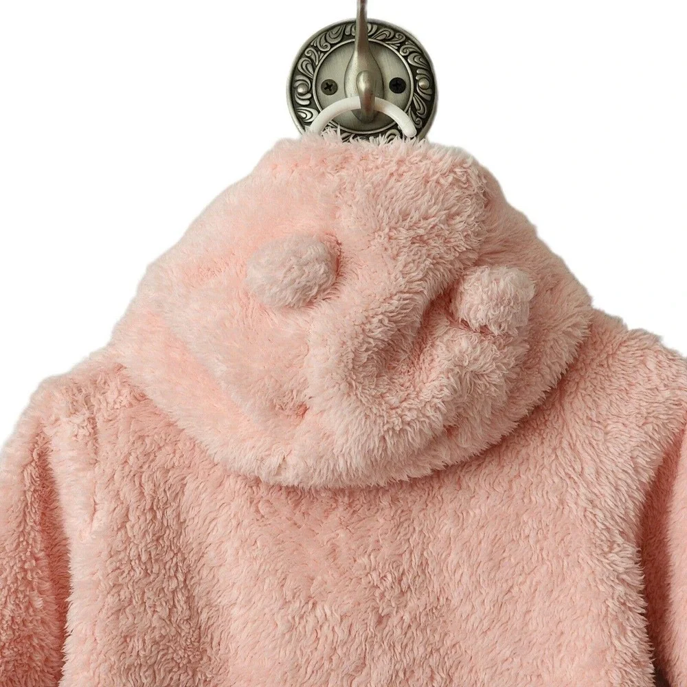 Carter's Baby 9M Clothing Outfit Girls Hooded Sherpa Bunting Pink Bear - Picture 9 of 14